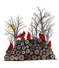 Cardinals on the Wood Pile by Sarah Duggan - 8x10 Print