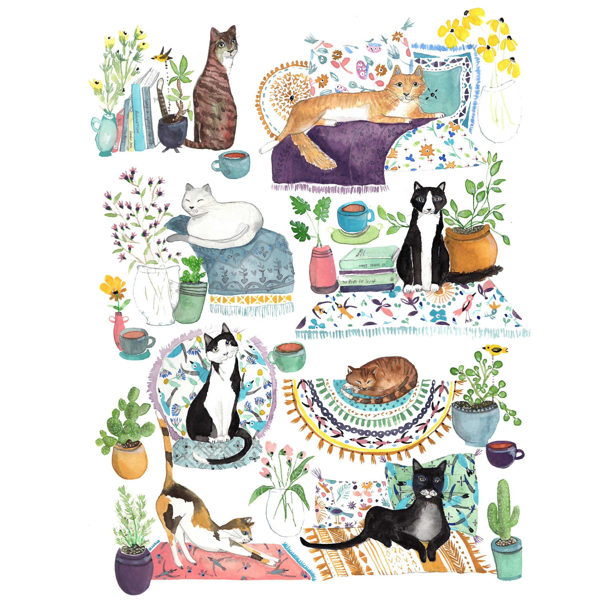 Cozy Cats by Sarah Duggan - 8x10 Print