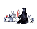 Critters and a Birch Log by Sarah Duggan - 8x10 Print