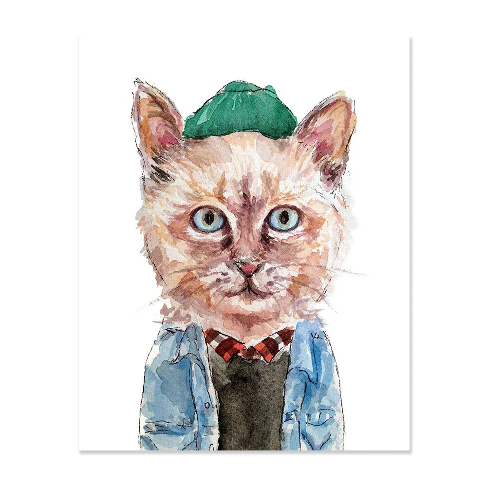Jean Jacket Cat by Gloria Ho - 5x7 Print