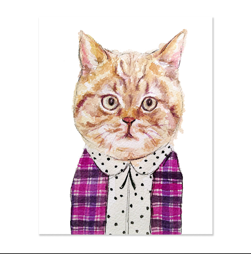 Polka Dot Cat by Gloria Ho - 5x7 Print