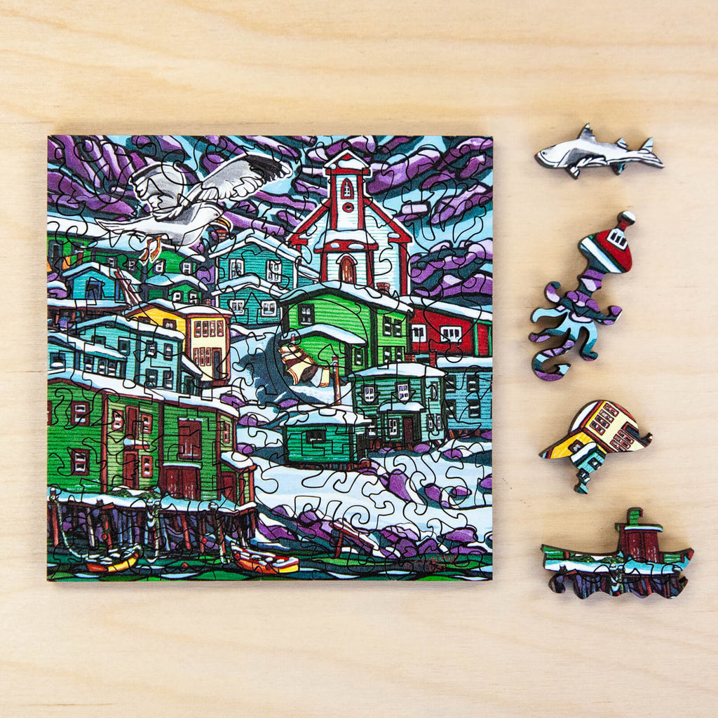 StumpCraft Mini Puzzle "Parsons Harbor: First Snow"