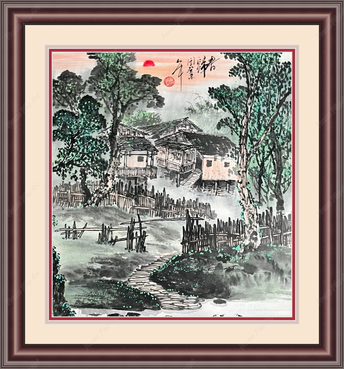 Framed print with mat & glazing