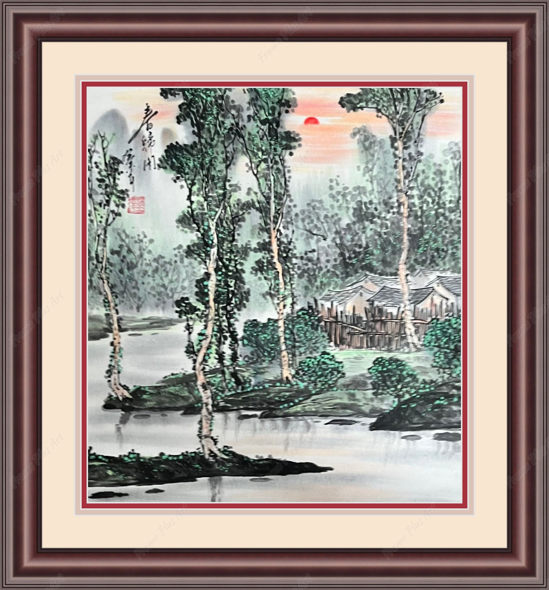 Framed print with mat & glazing
